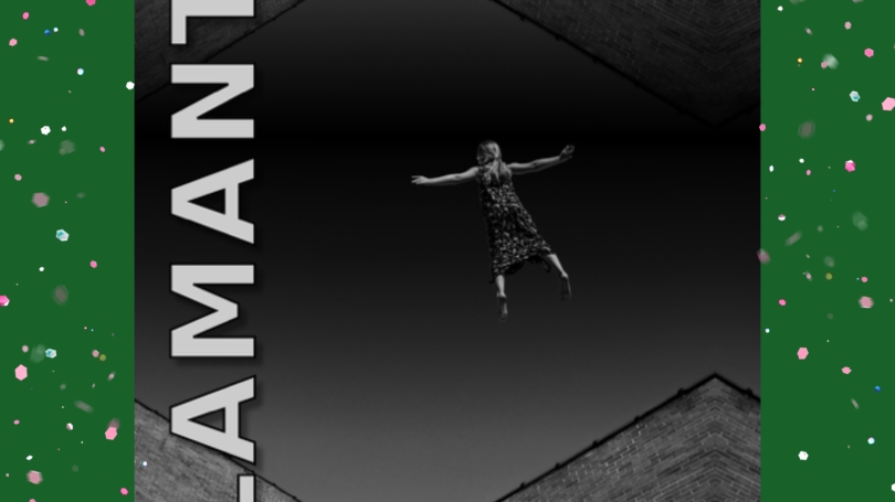 cover of the journal, black and white photo of a woman in an abstract space 